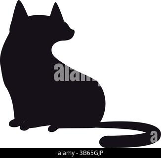 Illustration vectorielle de silhouette de chat noir - icône d'animal de compagnie Illustration de Vecteur