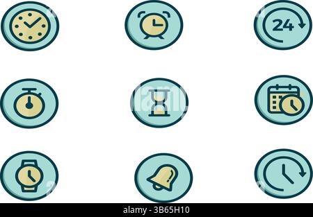 Collection d'icônes de temps et d'horloge pour Design Use - icônes d'échéance Illustration de Vecteur