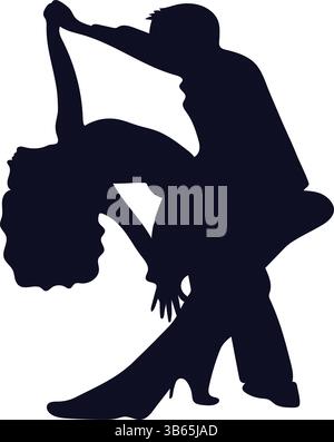 Silhouette de couple dansant ensemble, illustration de danse partenaire Illustration de Vecteur
