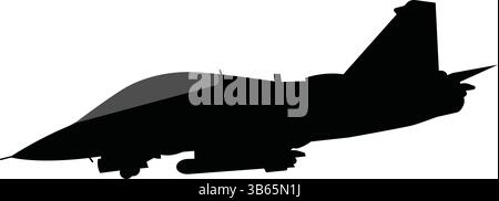 Silhouette d'un avion de chasse à réaction militaire Illustration de Vecteur