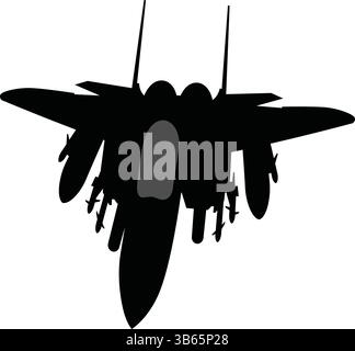 Vecteur de silhouette de jet de chasse, icône d'avion militaire, graphique d'avion de guerre Illustration de Vecteur