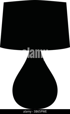 Silhouette noire d'une icône de lampe de table sur fond blanc Illustration de Vecteur