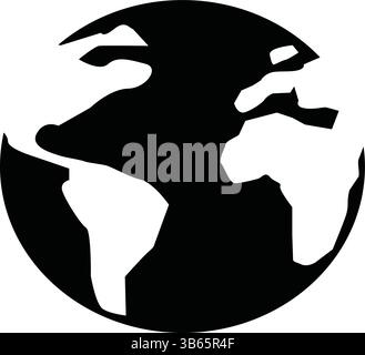Earth Globe icône Silhouette montrant les continents en noir et blanc vecteur Planet Design Terre, globe, icône, silhouette, planète, monde, carte Illustration de Vecteur