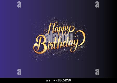 Joyeux anniversaire Golden Glitter texte sur le vecteur coloré d'illustration de fond dégradé Illustration de Vecteur