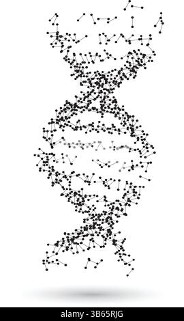 Icône de molécule d'ADN créée à partir de points noirs sur fond blanc Illustration de Vecteur