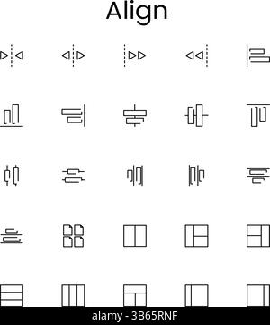 Ensemble d'icônes d'alignement pour la conception et la mise en page Illustration de Vecteur