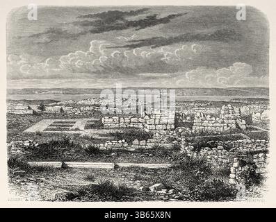 Chersonesus, Khersones, Chersonese, Chersonesos. Ancienne colonie grecque fondée dans la partie sud-ouest de la péninsule de Crimée. La colonie a été établie au vie siècle av. J.-C. par des colons de Heraclea Pontica, Russie. Dessin d'Alexandre de Bar (1821-1908) voyage en Russie libre 1869 de William Hepworth Dixon. Le Tour du monde 1872 Banque D'Images