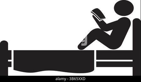 Icône personne lisant dans le lit - symbole de relaxation vectorielle Illustration de Vecteur