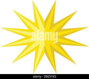 Icône de soleil jaune vif – vecteur de symbole de soleil piquant rayonnant Illustration de Vecteur