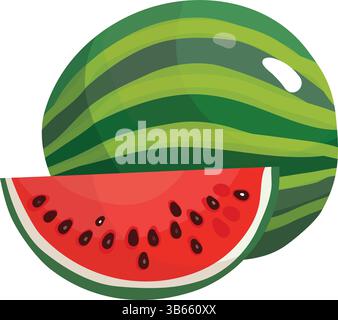 Pastèque avec tranche isolé sur blanc Illustration de Vecteur