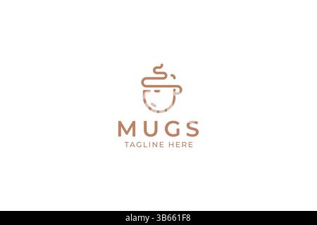 Mug visage abstrait icône logo boisson Café d'affaires et boisson chaude Illustration de Vecteur