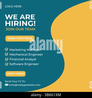 nous embauchons la conception de modèles de publication linkedin Illustration de Vecteur