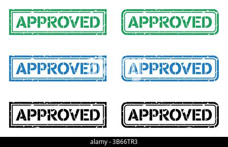 Ensemble de tampons grunge de couleur vectorielle approuvé Illustration de Vecteur