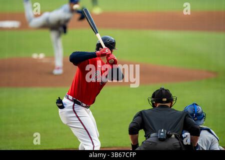 Cumberland, Géorgie, États-Unis. 2 mai 2025. Les Braves d'Atlanta troisième base AUSTIN RILEY (27) battent contre les Dodgers de Los Angeles à Truist Park à Cumberland, Géorgie. Les Dodgers battent les Braves 2-1. (Crédit image : © Walter G. Arce Sr./ASP via ZUMA Press Wire) USAGE ÉDITORIAL SEULEMENT ! Non destiné à UN USAGE commercial ! Banque D'Images