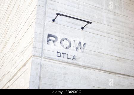 Los Angeles, Californie, États-Unis - 08-25-2019, une vue d'un panneau pour le Row DTLA. Banque D'Images