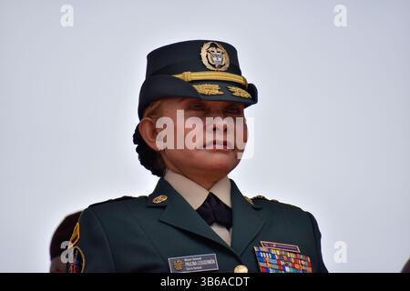 19 juillet 2022, Bogota, Cundinamarca, Colombie : le maire-général Paulina Leguizamon la première femme soldat à devenir général en Colombie lors de la cérémonie d'honneurs aux familles des militaires tombés au combat avant le défilé du jour de l'indépendance de la Colombie qui a lieu le 20 juillet, à Bogota, Colombie, le 19 juillet 2022. Photo par : Cristian Bayona/long Visual Press (crédit image : © Cristian Bayona/LongVisual via ZUMA Press Wire) Banque D'Images
