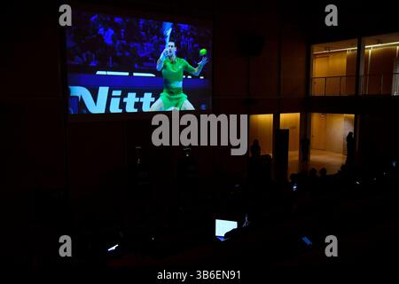 11 mai 2023 : TURIN, ITALIE - 9 NOVEMBRE : vue générale lors de la conférence de presse et cérémonie de tirage au sort de la finale ATP Nitto à Grattacielo Intesa Sanpaolo le 9 novembre 2023 à Turin, Italie. (Crédit image : © Stefano Guidi/ZUMA Press Wire) Banque D'Images