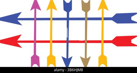 Un tableau vibrant de flèches croisées de différentes couleurs, une représentation symbolique de la direction Illustration de Vecteur