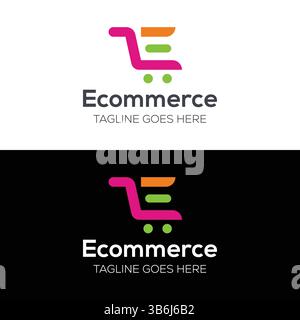 Logo de commerce électronique avec lettre E. Illustration de Vecteur