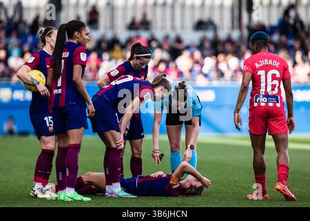18 février 2024 : Patri Guijarro du FC Barcelone lors de la Ligue espagnole féminine, Liga F, match de football entre le FC Barcelone et l'Atletico de Madrid au stade Johan Cruyff le 18 février 2024 à Sant Joan Despi, Espagne. (Crédit image : © Javier Borrego/AFP7 via ZUMA Press Wire) Banque D'Images