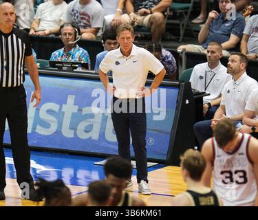 20 novembre 2023 : Mark Few, entraîneur-chef des Gonzaga, regarde l'action lors du match de basket-ball Allstate Maui Invitational entre les Bulldogs de Gonzaga et les Purdue Boilermakers au Sofi Arena du Stan Sheriff Center à Honolulu, Hawaï. Glenn Yoza/CSM (crédit image : © Glenn Yoza/CSM via ZUMA Press Wire) Banque D'Images