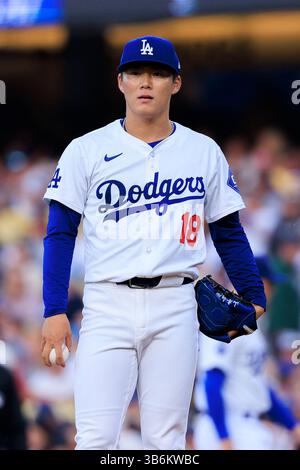 1er juin 2024, Los Angeles, Californie, États-Unis : lanceur de départ, Yoshinobu Yamamoto #18 des Dodgers de Los Angeles lors de leur match de saison régulière MLB contre les Rockies du Colorado le samedi 1er juin 2024 au Dodger Stadium de Los Angeles, en Californie. Les Dodgers battent les Rocheuses, 4-1. JAVIER ROJAS/PI (crédit image : © PI via ZUMA Press Wire) Banque D'Images
