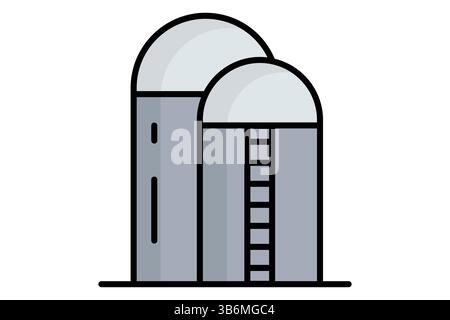 Icône silo. style d'icône de contour coloré. icône liée au stockage des grains récoltés. illustration vectorielle des éléments agricoles Illustration de Vecteur