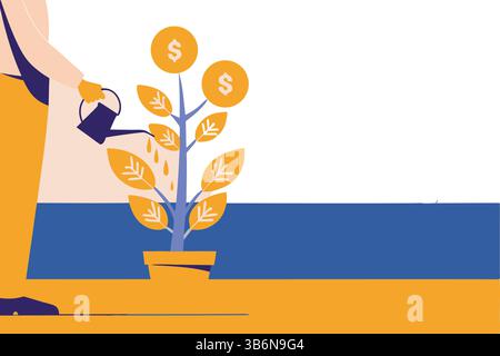 Illustration de dessin animé du concept d'investissement et de croissance financière Illustration de Vecteur
