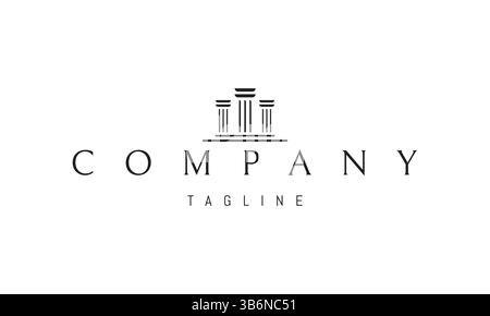 Logo vectoriel avec une image abstraite de trois colonnes sur un piédestal. Illustration de Vecteur