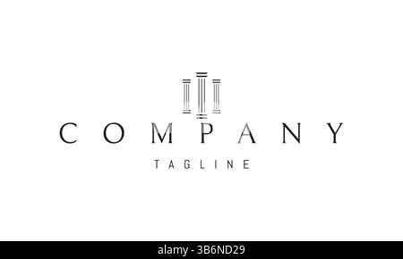 Logo vectoriel avec une image abstraite de trois colonnes dans un style linéaire. Illustration de Vecteur