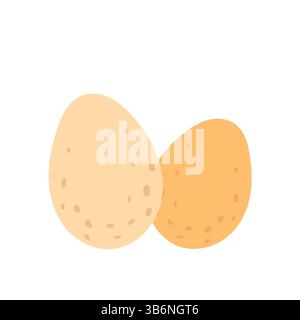 Deux œufs de ferme rustiques avec des coquilles lisses dans des couleurs naturelles, parfaits pour les publicités d'aliments biologiques, les impressions de cuisine, les visuels d'alimentation saine et les dessins de marché de la ferme Illustration de Vecteur
