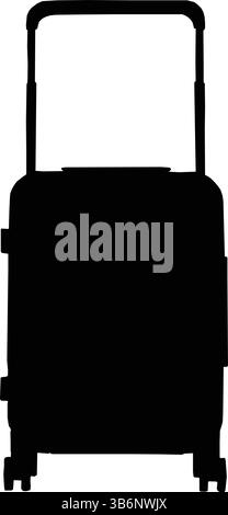 Silhouette noire d'une valise verticale avec poignée étendue Illustration de Vecteur