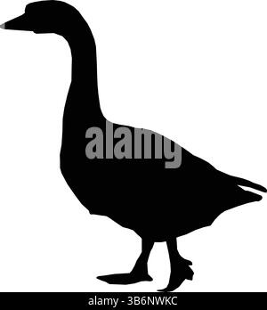 Élégante silhouette noire d'une oie debout dans le profil Illustration de Vecteur