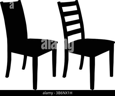 Silhouette noire de deux designs de chaise différents Illustration de Vecteur