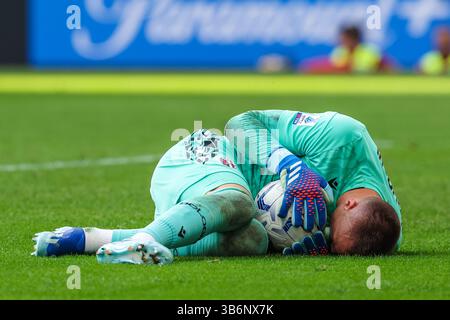 7 octobre 2023, Milan, Italie : Lukasz Skorupski du Bologna FC vu en action lors du match de football Serie A 2023/24 entre le FC Internazionale et le Bologna FC au stade Giuseppe Meazza. Score final Inter 2 :2 Bologne. (Crédit image : © Fabrizio Carabelli/SOPA images via ZUMA Press Wire) Banque D'Images