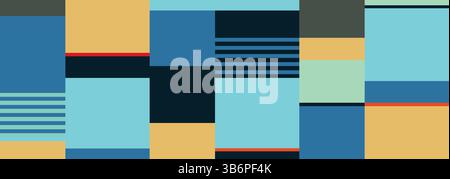 Un motif moderne sans couture vibrant et abstrait du milieu du siècle avec un arrangement audacieux de formes rectangulaires.la composition géométrique. Illustration de Vecteur