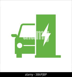Ensemble d'icônes vectorielles de stations de charge de véhicule électrique (EV). Symboles représentant les chargeurs EV, la prise électrique, le port de charge et le concept d'énergie de voiture. Illustration de Vecteur