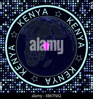 Kenya sur le vecteur globe. Vue satellite futuriste du monde centrée sur le Kenya. Illustration de Vecteur