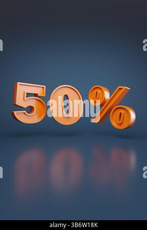 50% en trois dimensions. Illustration 3D. Banque D'Images