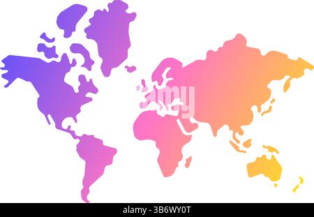 Illustration simplifiée de la carte du monde à gradient vectoriel. Carte du monde dans un style minimaliste moderne Illustration de Vecteur