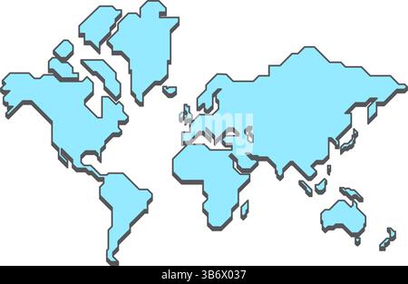 Illustration vectorielle simplifiée de la carte du monde. Carte du monde dans un style minimaliste moderne Illustration de Vecteur