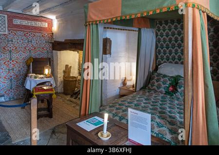 Intérieur, chambre, lit, lieu de naissance de Shakespeare, Stratford-upon-Avon, Warwickshire, Angleterre, Grande-Bretagne Banque D'Images
