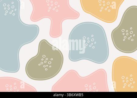 Forme moderne Doodle couleur pastel dessinée à la main avec des cercles et des lignes pointillées arrière-plan.illustration vectorielle Illustration de Vecteur