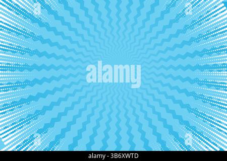 Starburst dessin animé vagues bleues et illustration vectorielle de fond demi-ton Illustration de Vecteur