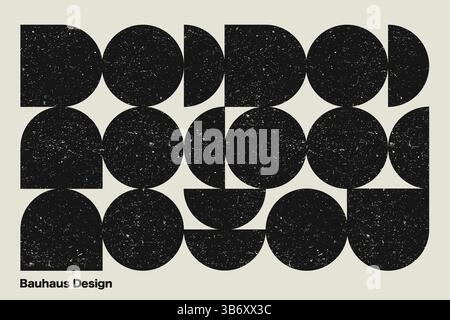 Design vintage inspiré du Bauhaus géométrique avec texture grunge, avec des formes audacieuses et des lignes épurées. Illustration de Vecteur
