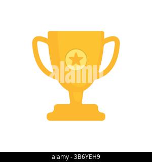 Icône Golden Trophy Cup avec illustration vectorielle Star Flat du prix du gagnant pour la réussite, le succès et la victoire Illustration de Vecteur