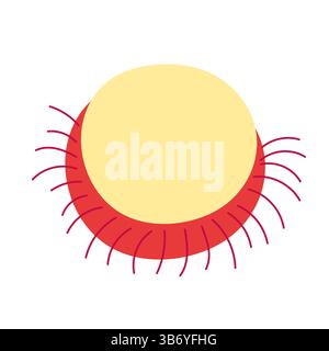 Illustration vectorielle de fruits asiatiques exotiques Rambutan Illustration de Vecteur