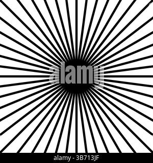 Lignes radiales droites dans un cadre carré. Rayons noirs isolés sur fond blanc. Rayonnement, explosion ou feu d'artifice. Illustration graphique vectorielle. Illustration de Vecteur