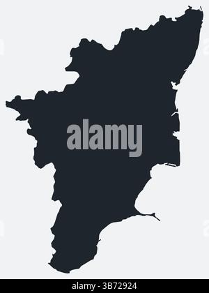 Carte du Tamil Nadu. Juste une simple carte de bordure. Forme de l'état. Contour plat blanc Tamil Nadu. Illustration des limites vectorielles. Illustration de Vecteur