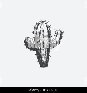 différents cactus avec effet photocopie vintage monochrome, conception de collage y2k Illustration de Vecteur